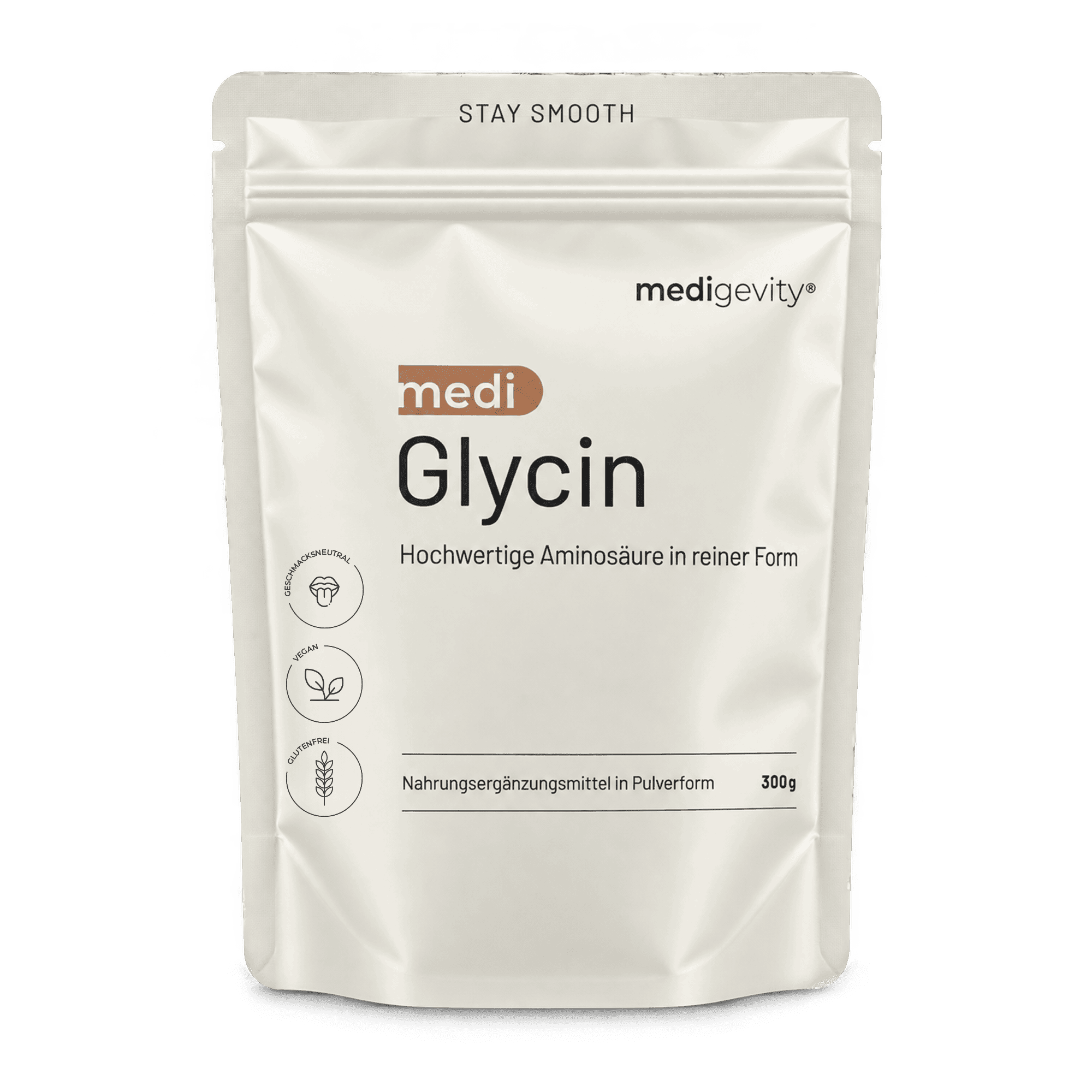 medi Glycin Pulver 300g – hochwertige Aminosäure in reiner Form, vegan und glutenfrei