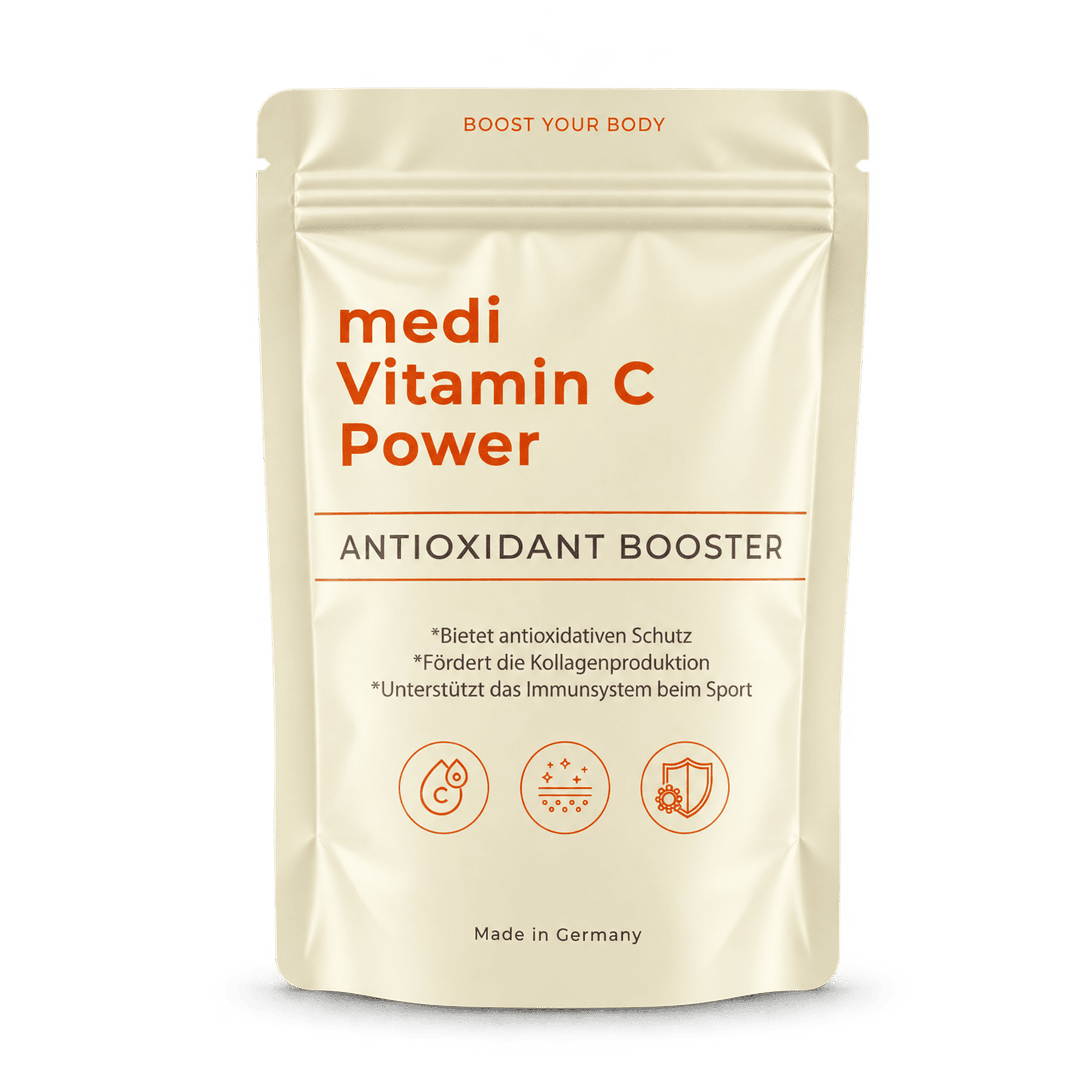 mediVitamin C Power Antioxidant Booster – Vitamin-C-Pulver für Zellschutz, Kollagenbildung und Immununterstützung
