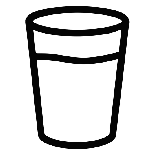 Symbol: Glas Wasser für die Einnahme des Pulvers