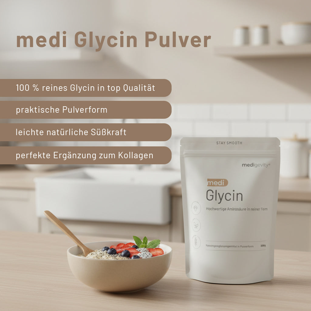 medi Glycin Produktbild mit Auflistung