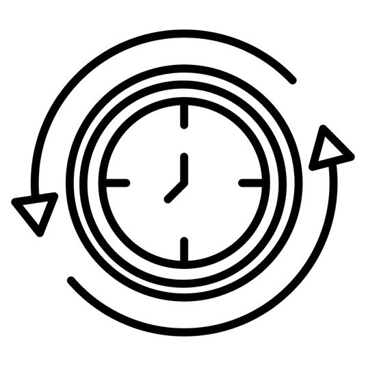 Uhrsymbol mit Kreispfeil – Icon für langanhaltende Vitamin-K2-MK7-Wirkung